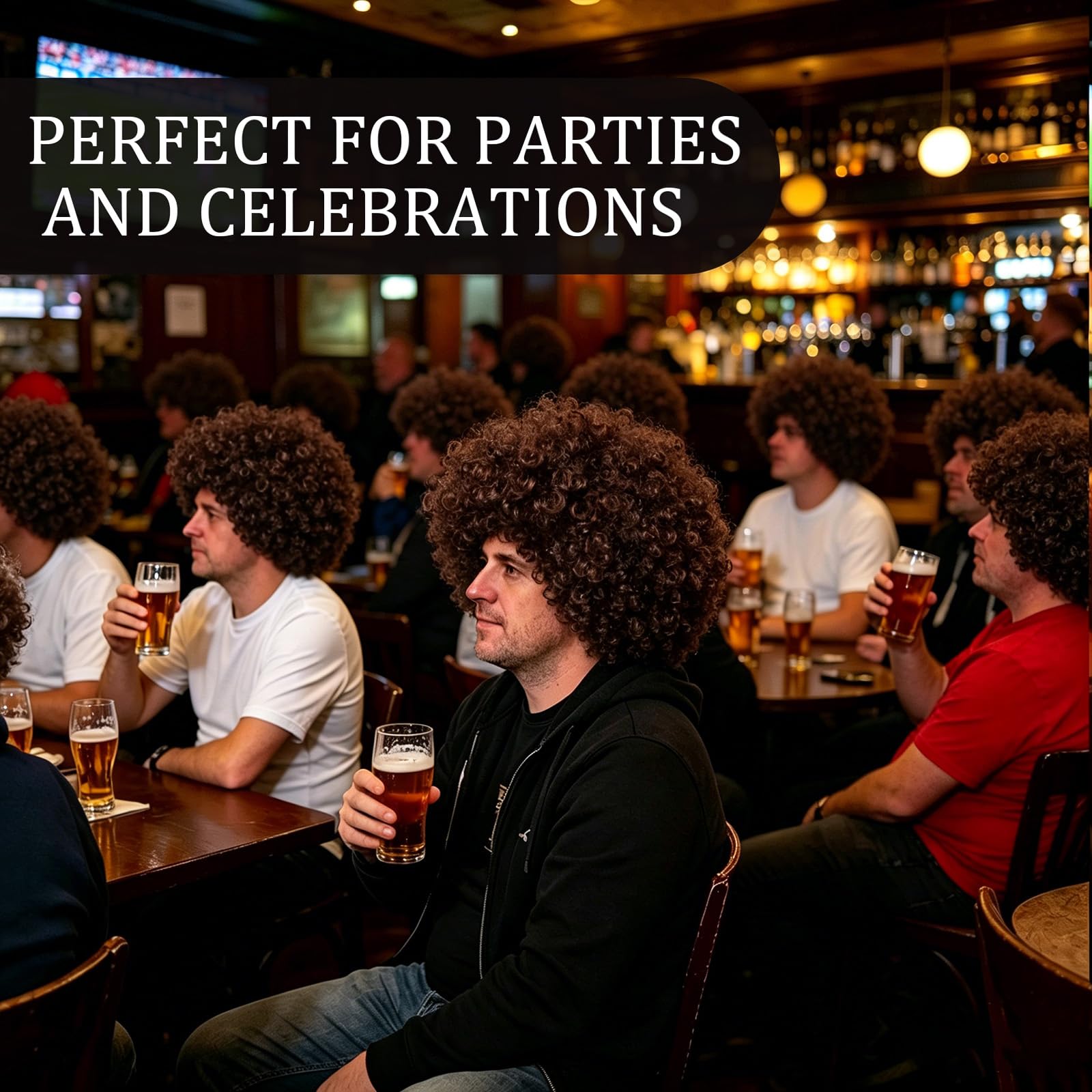 Perücke für Damen &Herren Braun Afroperücke Lockenperücke Karnevalsperücke,60er 70er 80er Jahre Kostüm Accessoires für Rocker Disco Punk Hippie,Männer Cosplay Party Karneval Halloween Fasching Perücke