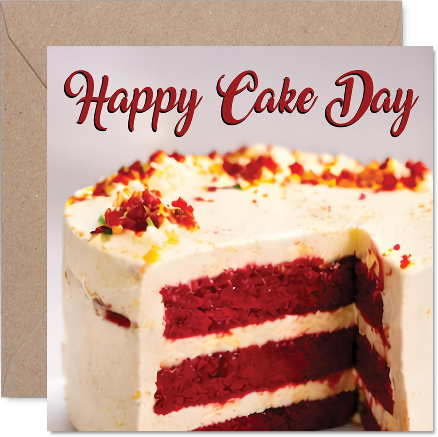Stuff4 Playful Birthday Card - Celebrate in Style - Cheerful Cake Topped with Juicy Red Cherries - Perfect Way to Wish a Happy Cake Day - 5.7 Inch Square, Envelope Included