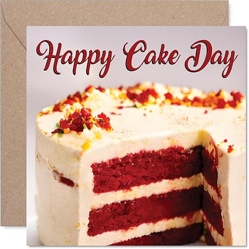 Stuff4 Playful Birthday Card - Let Them Eat Cake - Delicious Red and Yellow Laye