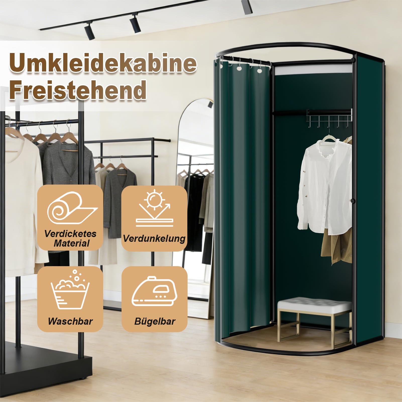 Umkleidekabine Freistehend, U-Form Bewegung Spur Umkleideraum, Bodenstehende Tragbarer Sichtschutz, Schattierung umkleide Öse Eisenhalterung, für Büro Einkaufszentrum