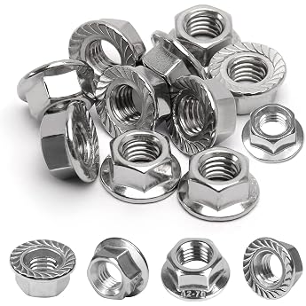 Pack of 30 Flange Nuts M6 Nuts Stainless Steel Hexagonal Nuts Self-Locking Nuts with Locking Toothing Collar Nut According to DIN 6923 Hex Nut with Flange Locking Tooth Nuts Pack of 30 M6