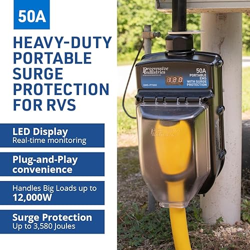 Miniatura 2 de Progressive Industries EMS-PT50X Protector de sobretensiones portátil para RV, negro, 50 amperios