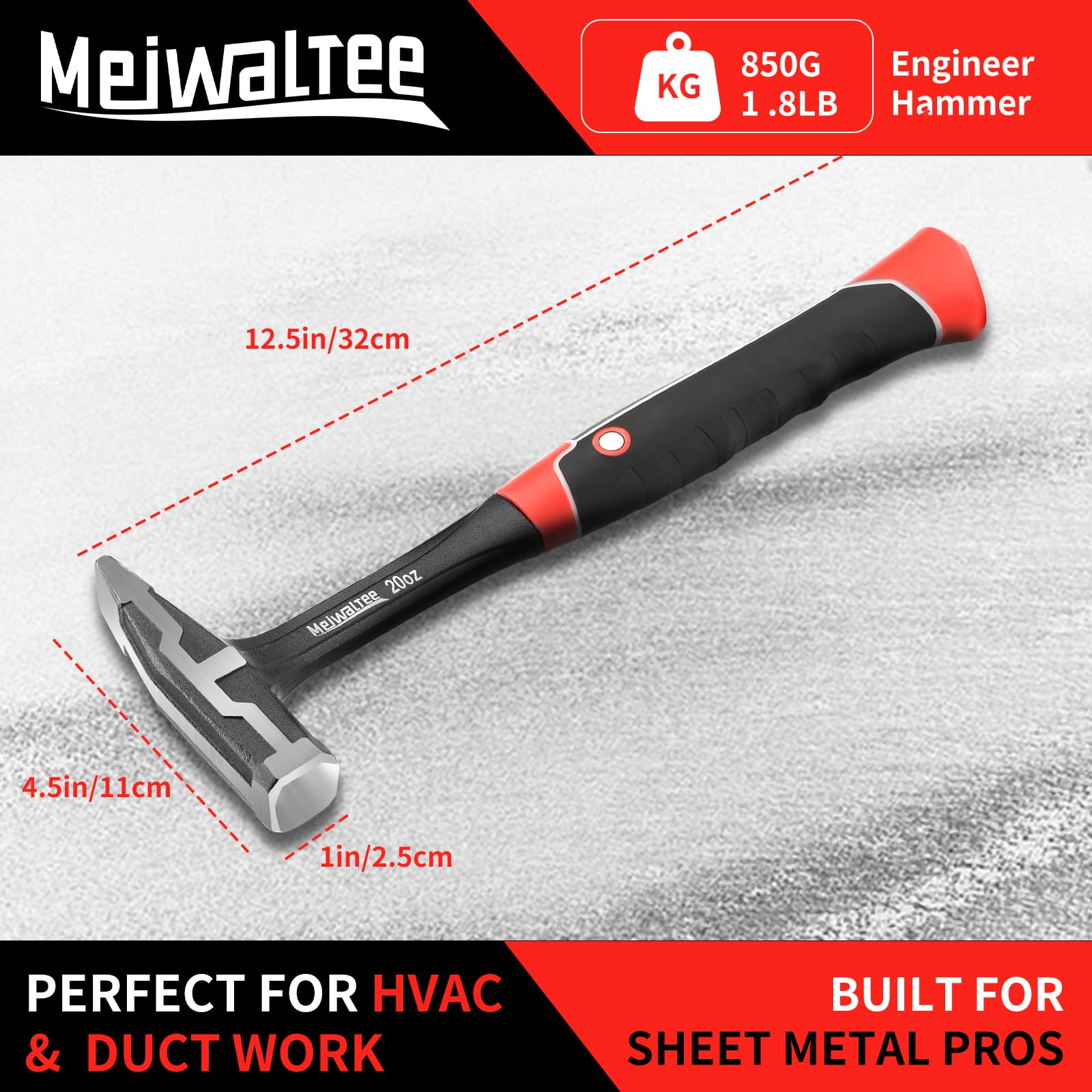 20oz Sheet Metal Hammer - Forged Steel, Non-Slip Grip -2 20oz Sheet Metal Hammer - Forged Steel, Non-Slip Grip -2