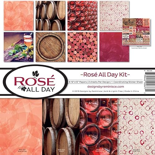 Reminisce Rosé - Kit de colección de álbumes de recortes para todo el día, paleta multicolor, 12 x 12 pulgadas