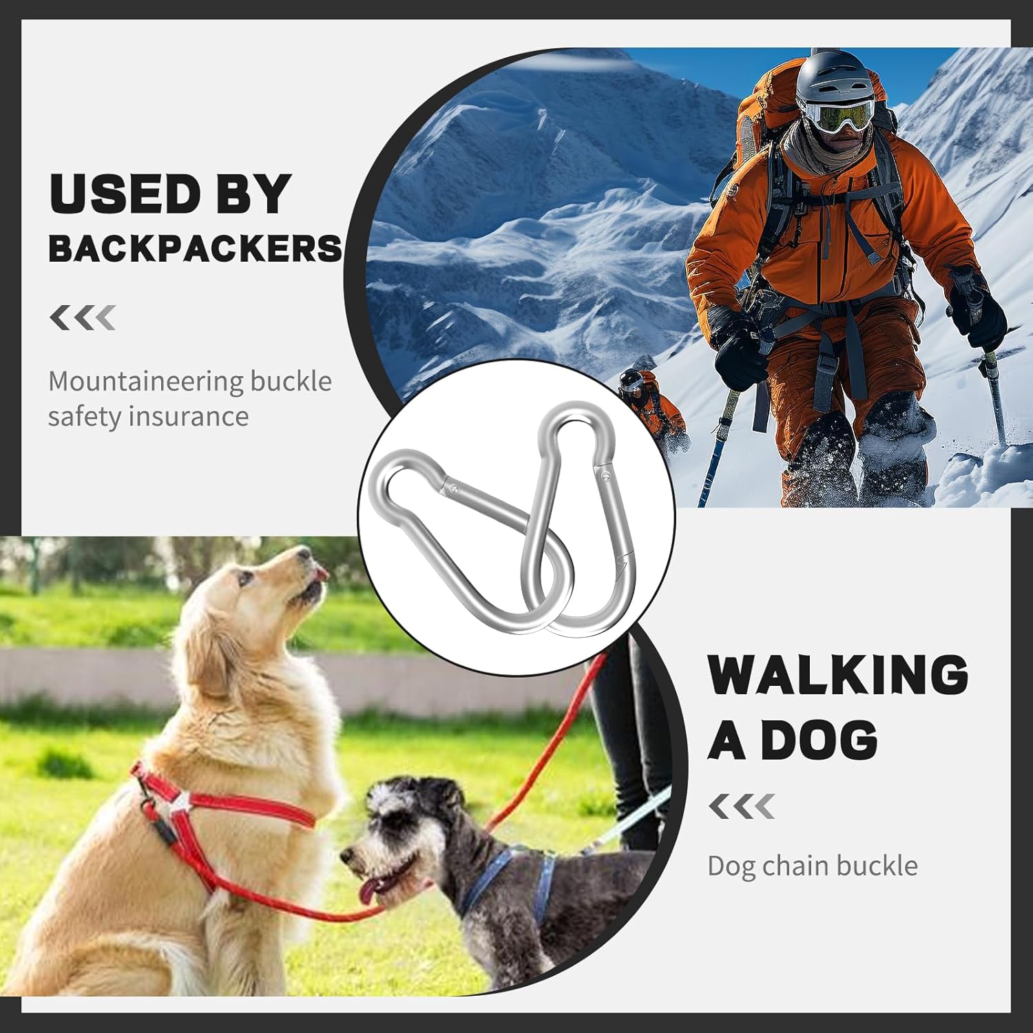 Carabiner, Heavy Duty Galvanized Steel Spring Snap Hook Carabiner Clips with 770LBS Holding Capacity, Ideal for Outdoor, Hammock, Swing and Travel (M10 4Inch, 20PCS) - Image 6