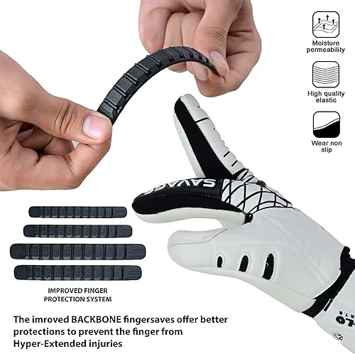 Miniatura 5 de K-LO - Guantes de portero de fútbol Savage Blackout (unisex, juvenil, niños y adultos) - Salvajes de dedos para protección  Palma de agarre fuerte