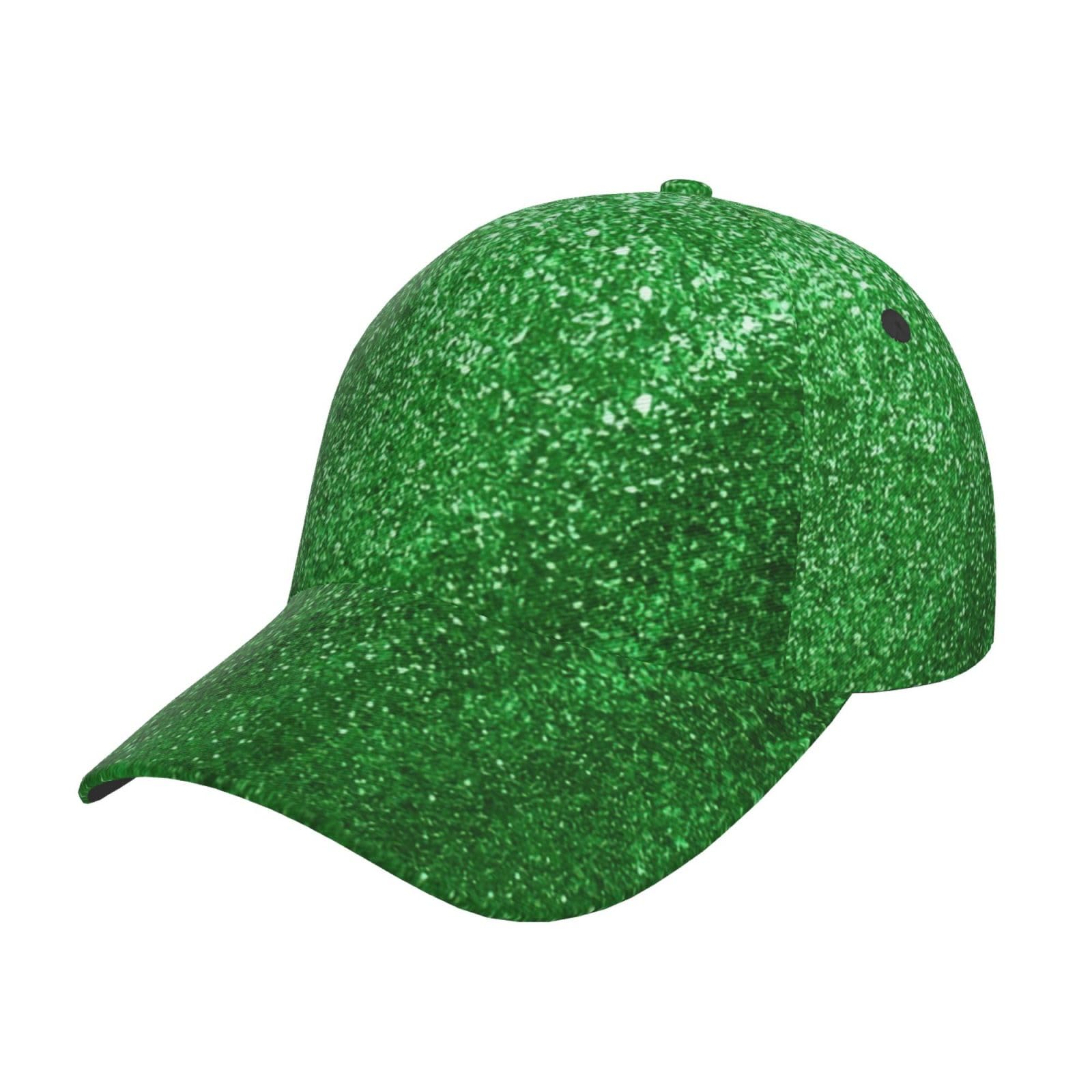 Yyoretp Unisex Black Vintage Green Sequin Sparkle Print Baseball Cap Low Profile Unstructured Washed Adjustable Golf Dad Hat