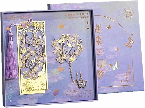Metal Butterfly Flower Bookmark Exquisite Set for Book Lovers, Gifts for Birthday Teachers Christmas Stocking Stuffers Valentines Day