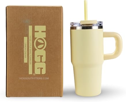 Hogg Little Swig 14 oz Tumbler with Straw, Insulated Stainless Steel 14oz Tumbler with Handle and Straw, Spillproof Cup for Kids, Mini Handle Cup for Girls, Mini