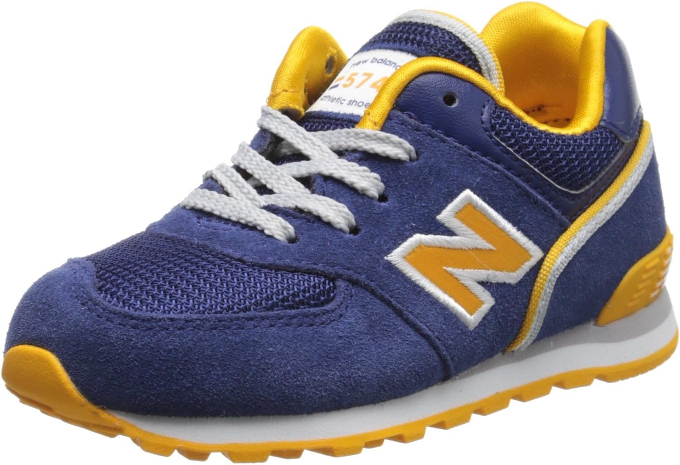 New Balance Kid's 574 V1 Jacket Sneaker, Navy/Yellow, 5.5 M US Toddler
