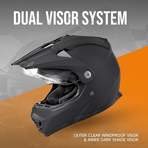 Miniatura 5 de Casco deportivo dual para motocicleta todoterreno DOTFMVSS-218, casco de motocross de doble visera, ATV con máscara y guantes para adultos unisex