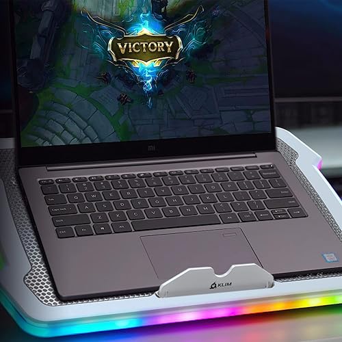 Miniatura 2 de KLIM Ultimate + RGB - Almohadilla de refrigeración para laptop con borde LED + nuevo + enfriador de laptop para juegos + ventilador alimentado por