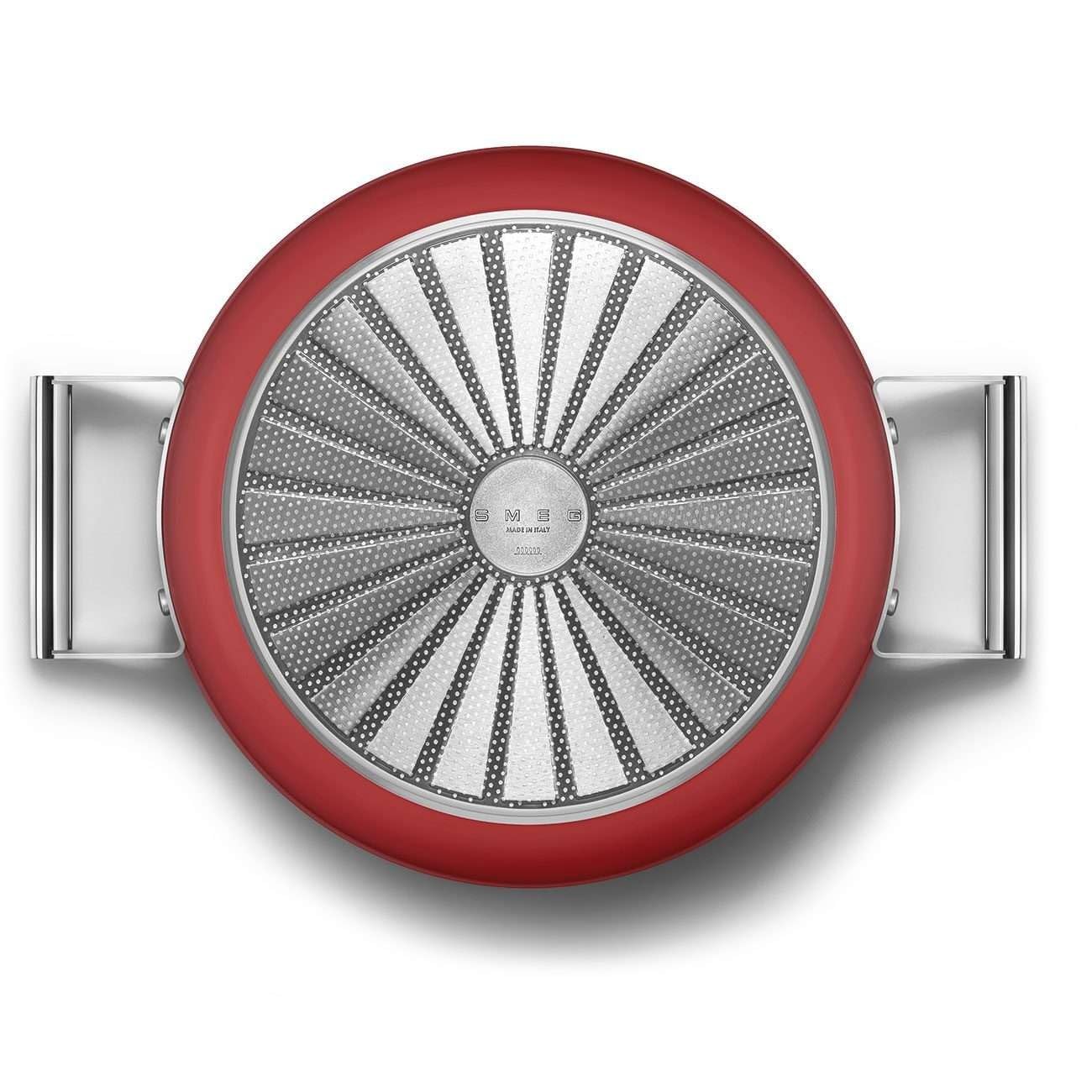 Smeg, Tegame Antiaderente CKFD2811RDM con Coperchio Incluso, Diametro 28 cm, Maniglie Laterali in Acciaio Inox, Per Tutti i Piani Cottura, Fino a 250° in Forno, Capacità 3,7L, Rosso