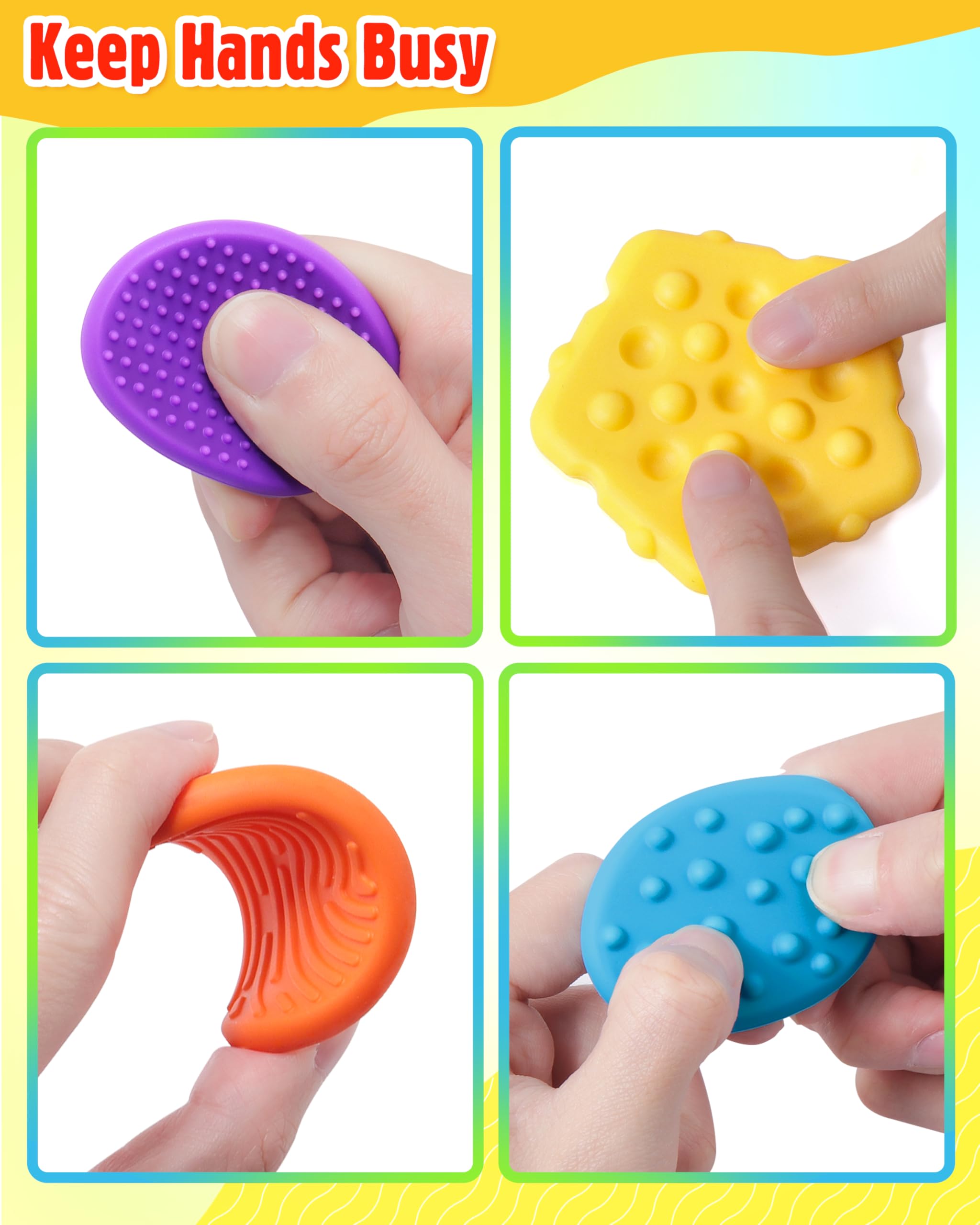 Set De 8 Piedras Sensoriales De Silicona Con 12 Texturas – Juguete Antiestrés Para Manejo De Ansiedad