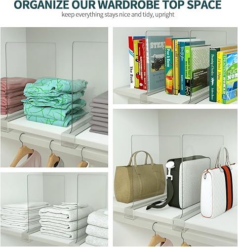 Miniatura 6 de Divisores de estantes para organización de armario, separadores de estantes de acrílico transparente para armarios, separadores de estantes de