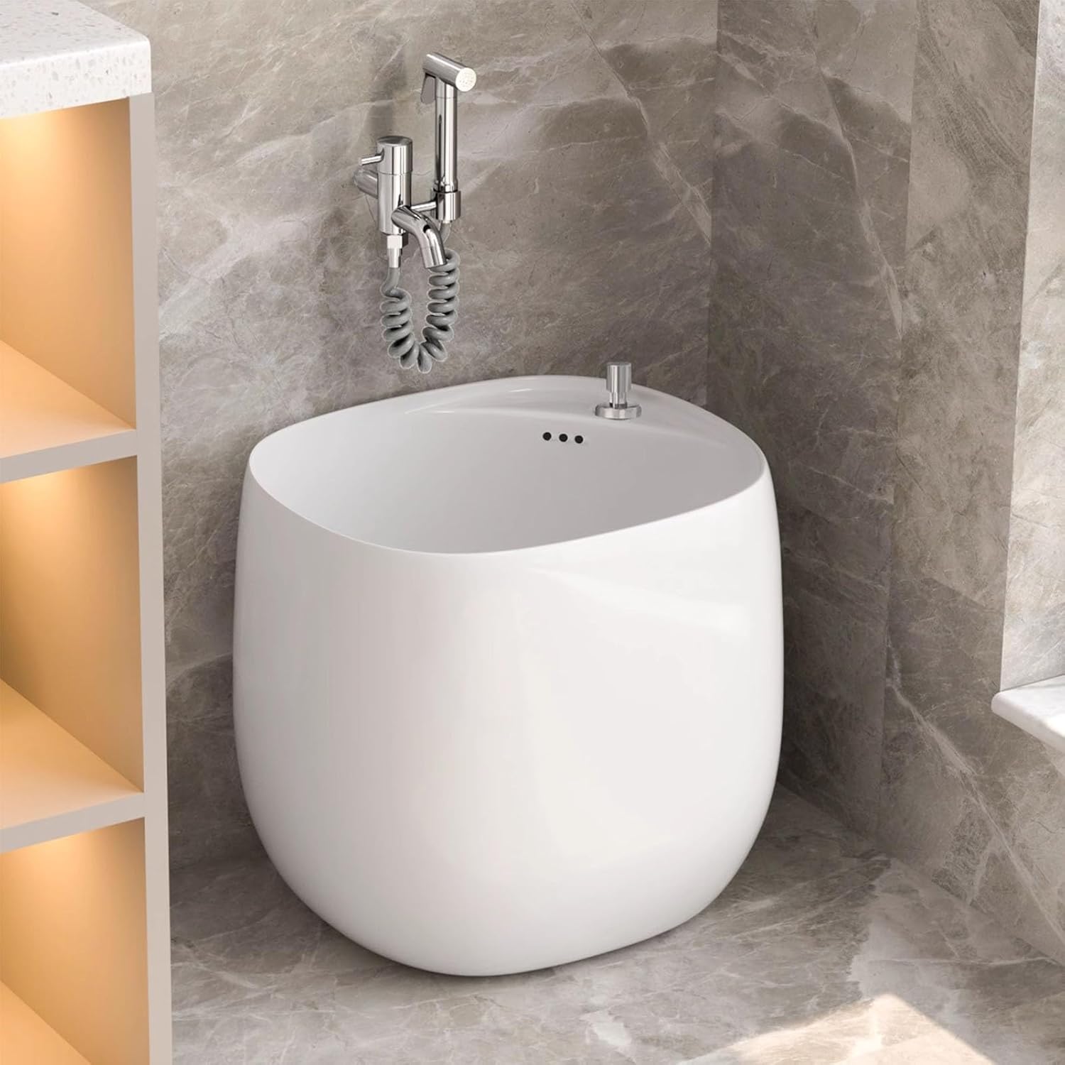 Commercial Floor Mop Sink,Ceramic Mop Service Basin,Foot Bath Soak Tub,Multifunctional Water Reservoir, Bathroom Sink,Easy to Clean,for Room,Bar