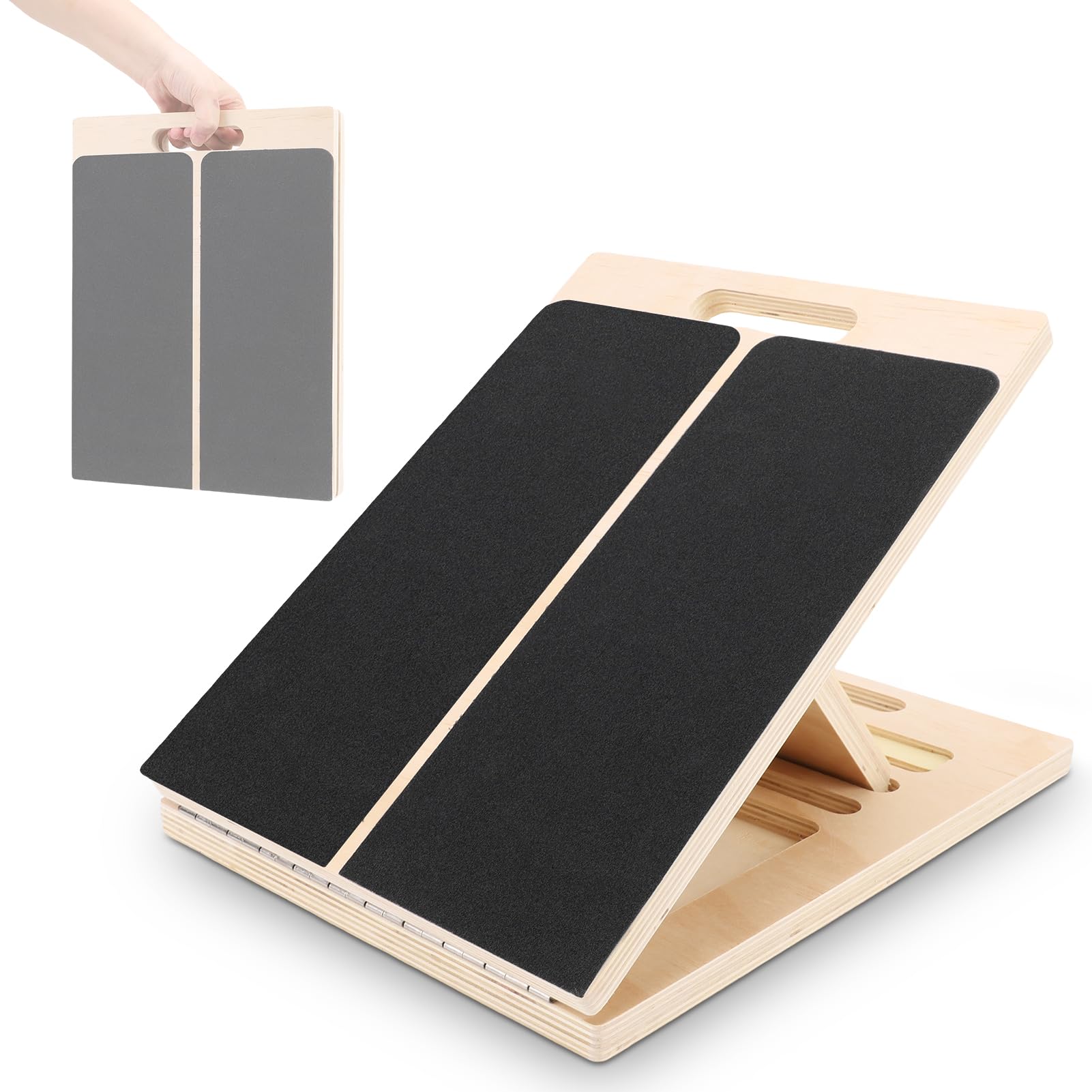 Calf Stretch Inclined Plate, Adjustable Portable Wooden Inclined Plate, Relieve Foot, Leg and Ankle Fatigue Leg Stretcher for Deep Squats, Leg Stretches, Stretching and Pilates