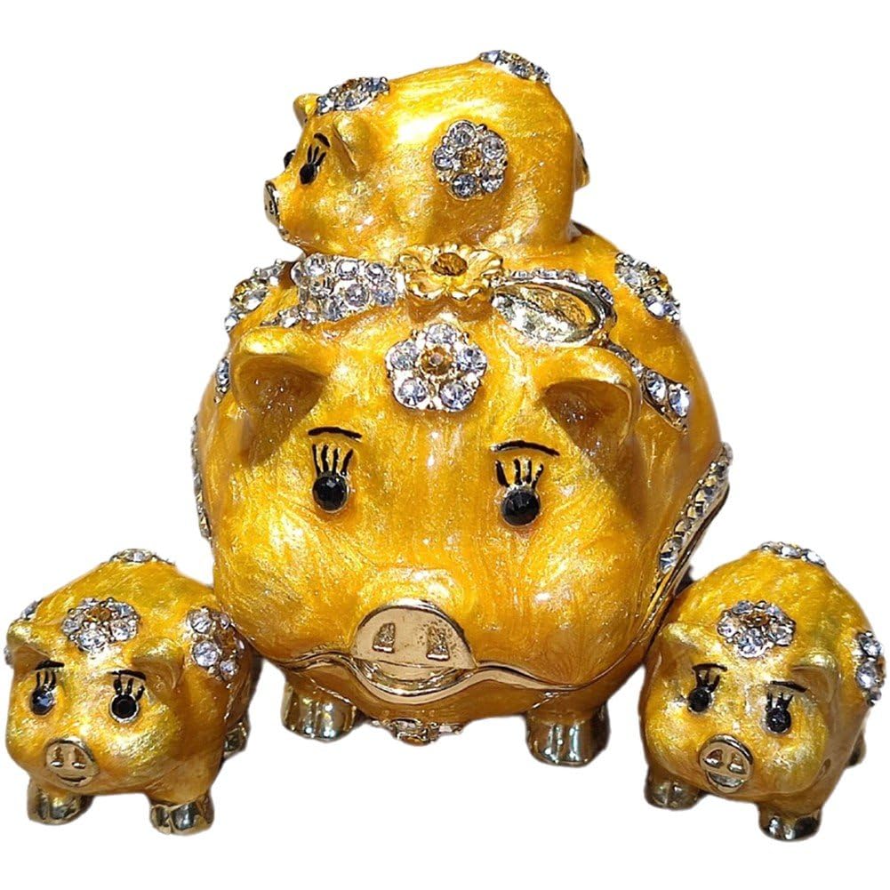 Boîte à bijoux cochon mignon Hrippy en émail à charnière