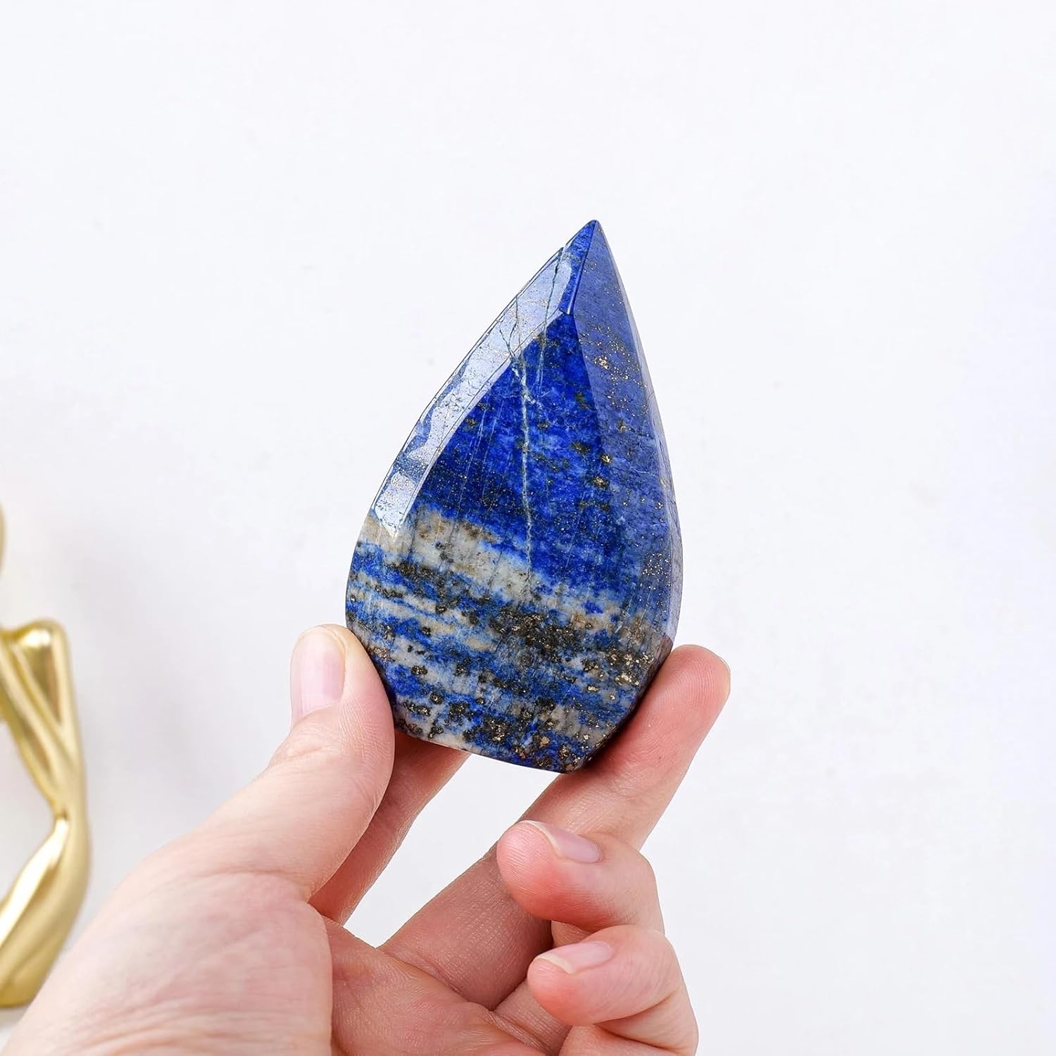 1PC Crystal Lapis Lazuli Flame Shape Gem Home Decoration Crafts Stone Ornaments (Size : 100-150g)