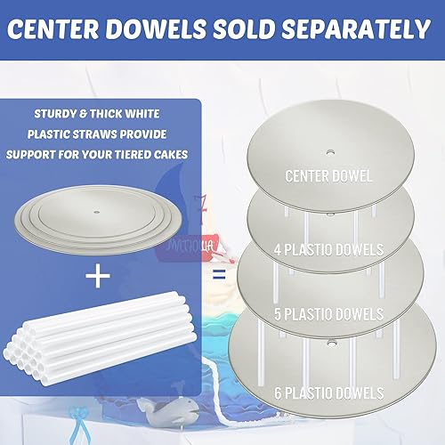 Miniatura 4 de Boao Kit de 112 piezas de bases para pasteles resistentes redondas de 4, 6, 8, 10 pulgadas con papel pergamino redondo y varillas separadoras de