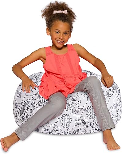 Miniatura 34 de Posh Creations - Sillón puff para niños, adolescentes y adultos, incluye funda extraíble y lavable a máquina, grande de 38 pulgadas, piel de conejo