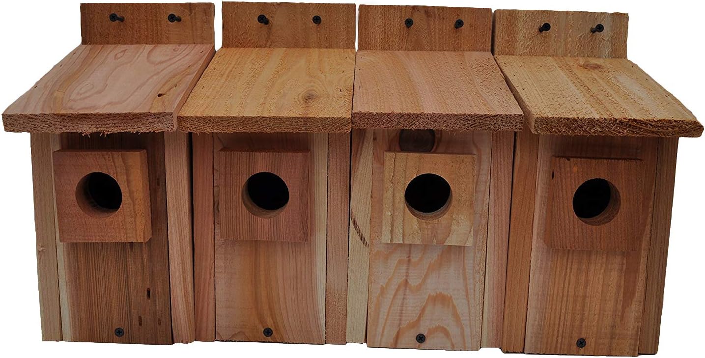 Cedarnest Bluebird Birdhouse, Front Opening Wall Mount Wood Bird House, 4 Count