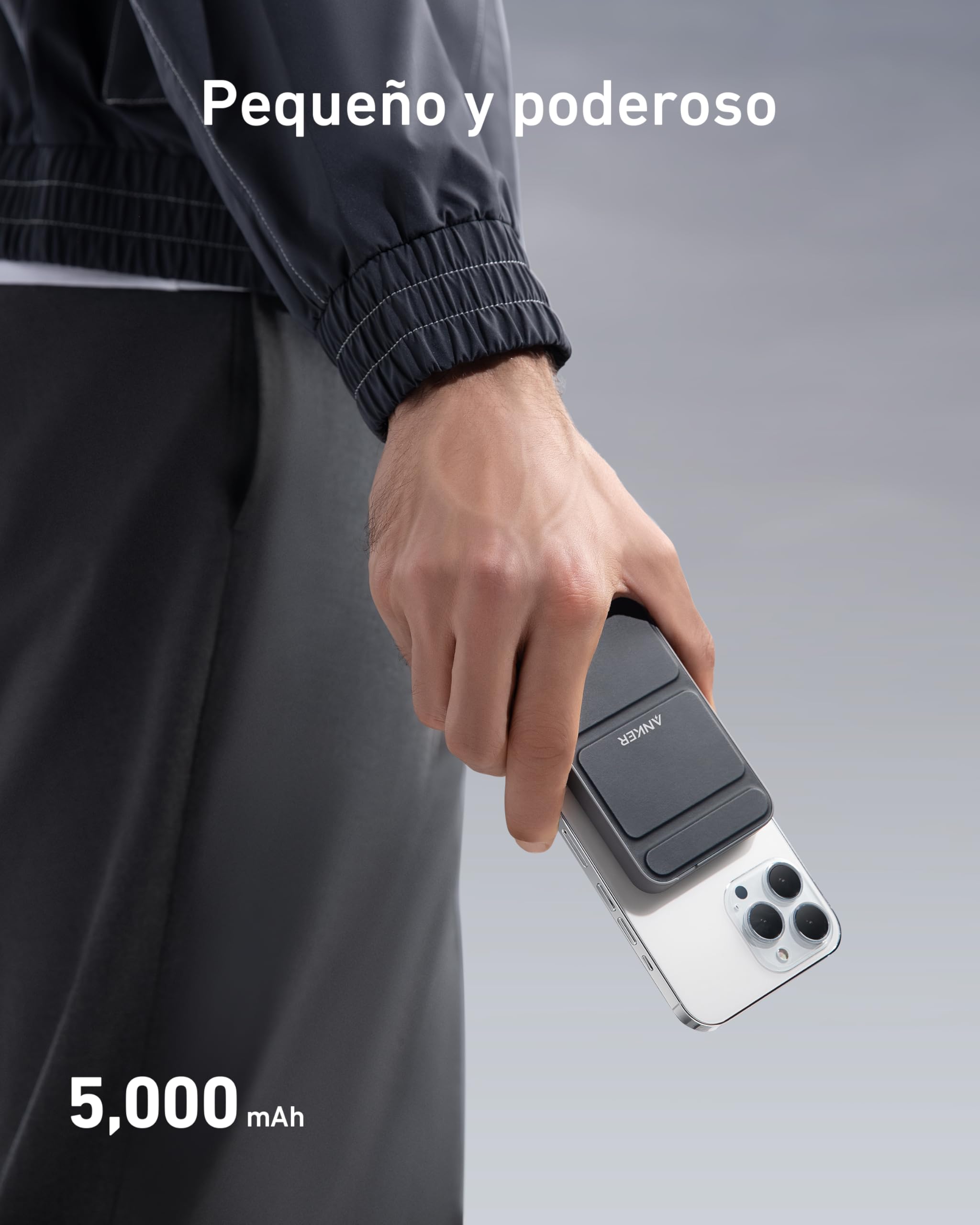 Anker 622 MagGo - Banco de energía magnético inalámbrico (5000 mAh, Plegable, con USB-C para iPhone 17/16/15 Series, interestelar)