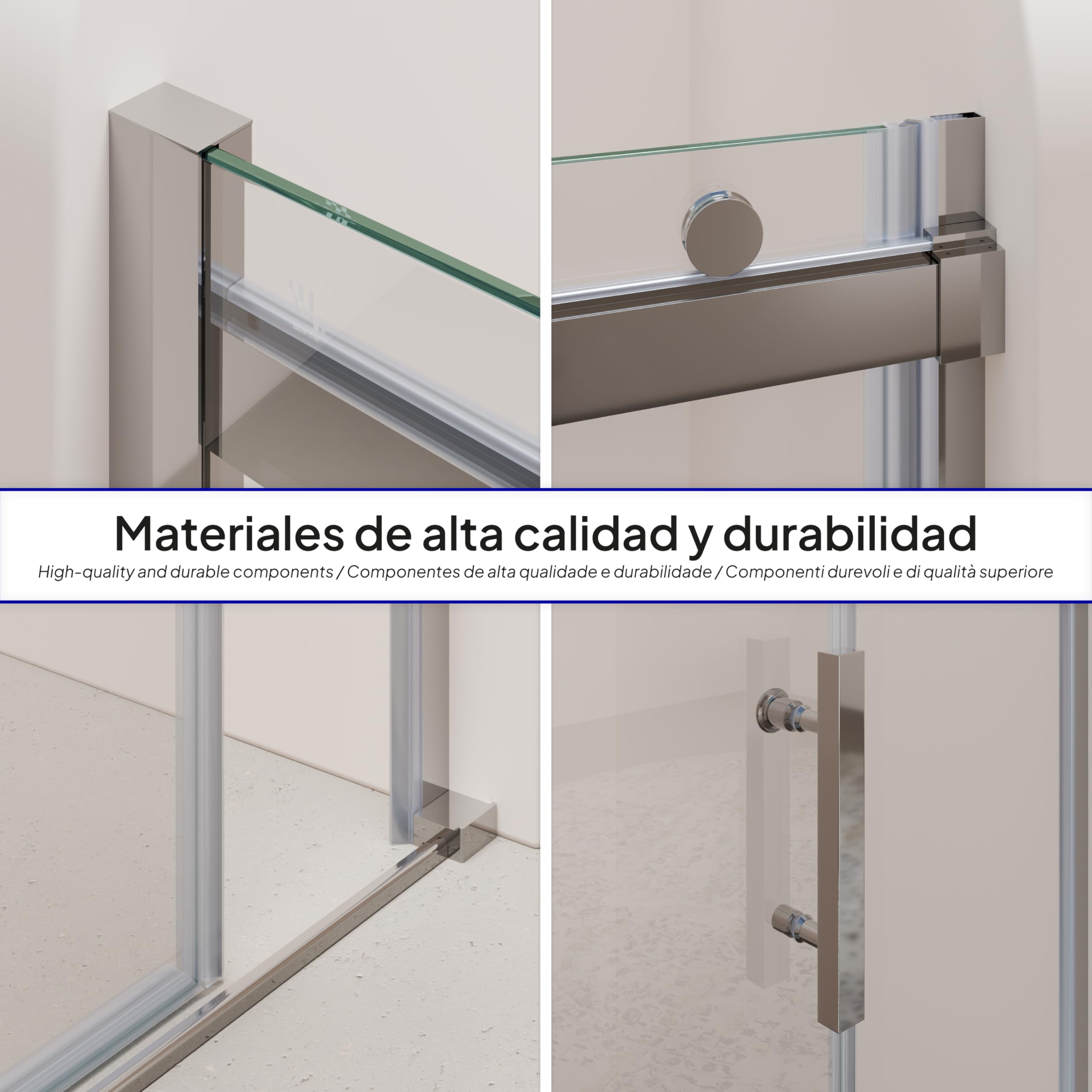Mampara de Ducha Viola – Puerta Corredera, Cristal ESG 8 mm Transparente (cromo, 120x200 cm)
