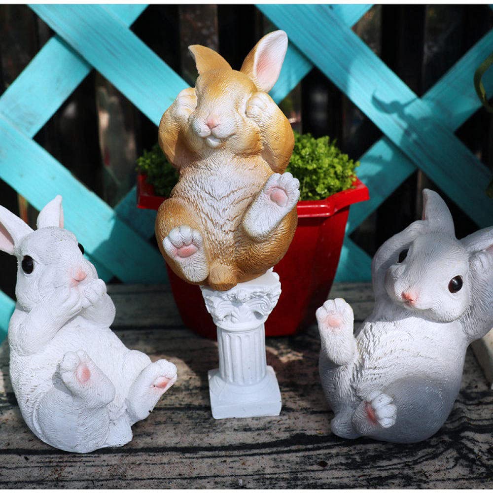 Sculpture de Lapin en résine pour décorer un jardin pastoral ou une cour fleurie