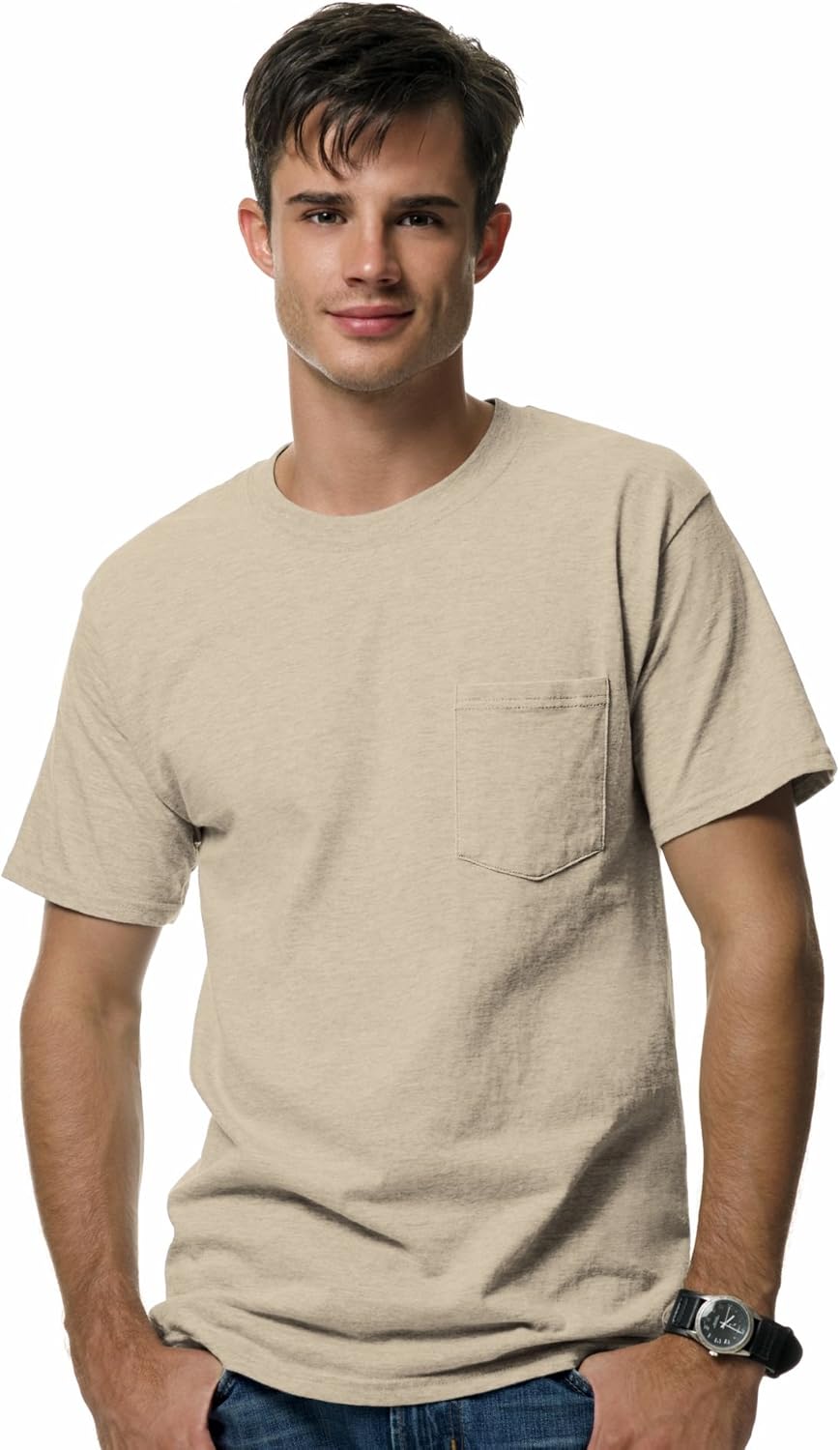 Hanes 6.1 oz. Beefy-T with Pocket - NATURAL - XL
