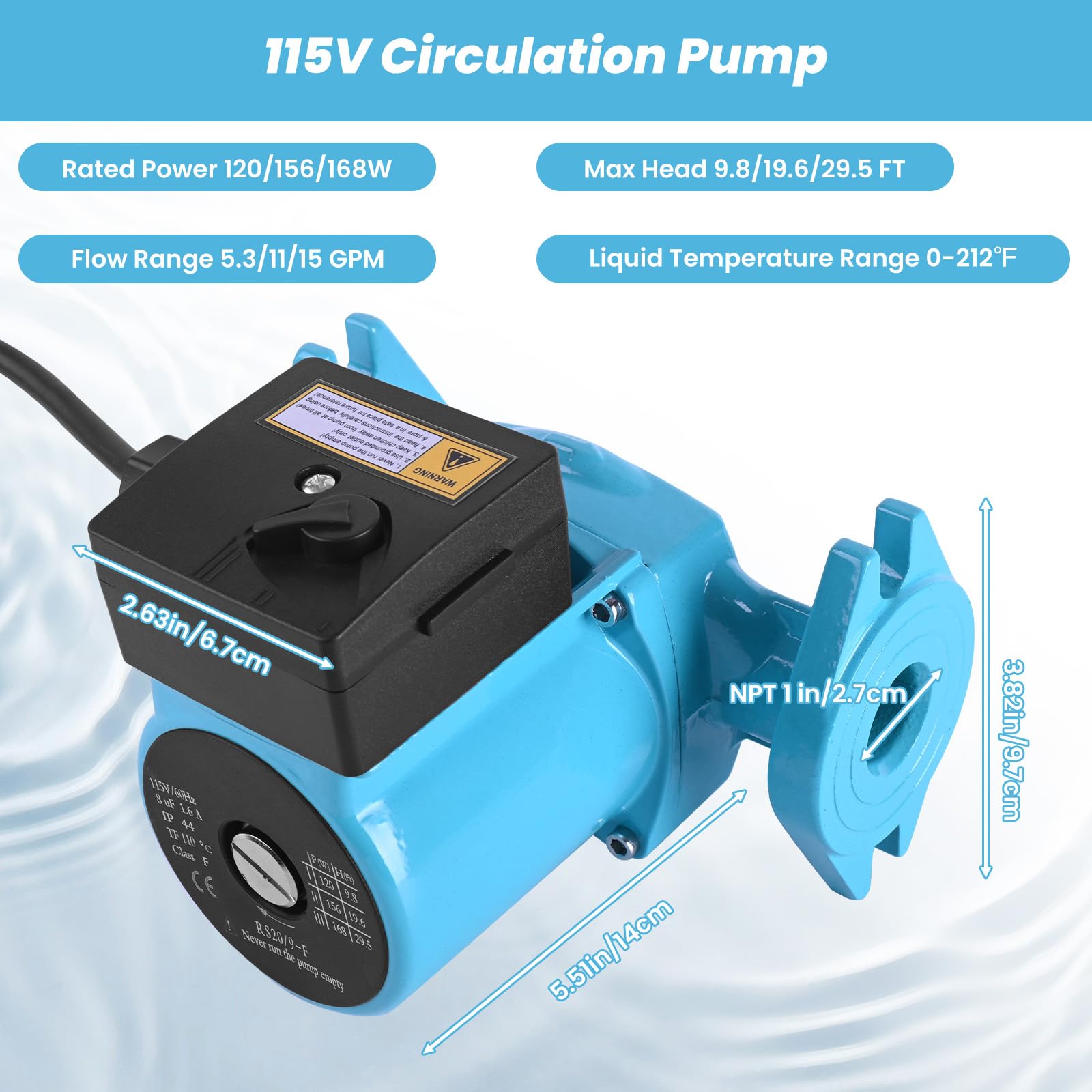 Amazon.co.jp: Carivia 温水再循環ポンプ、115V 168W 循環ポンプ、NPT