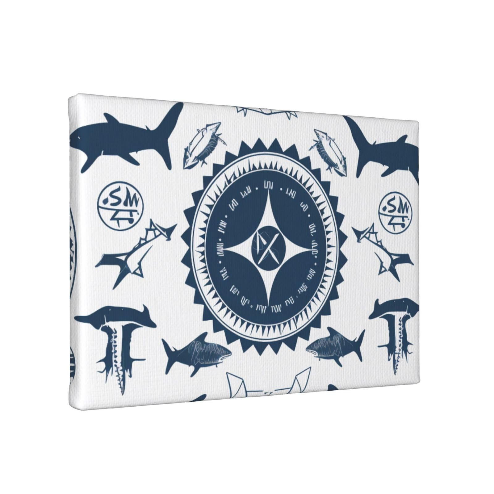 YKLJG Supernatural Symbols Black cartoon Printed Wall Art Canvas Painting 30x20 CM Wooden Framed Picture Painting Artwork Prints for Bedroom Kitchen Home Office Decor