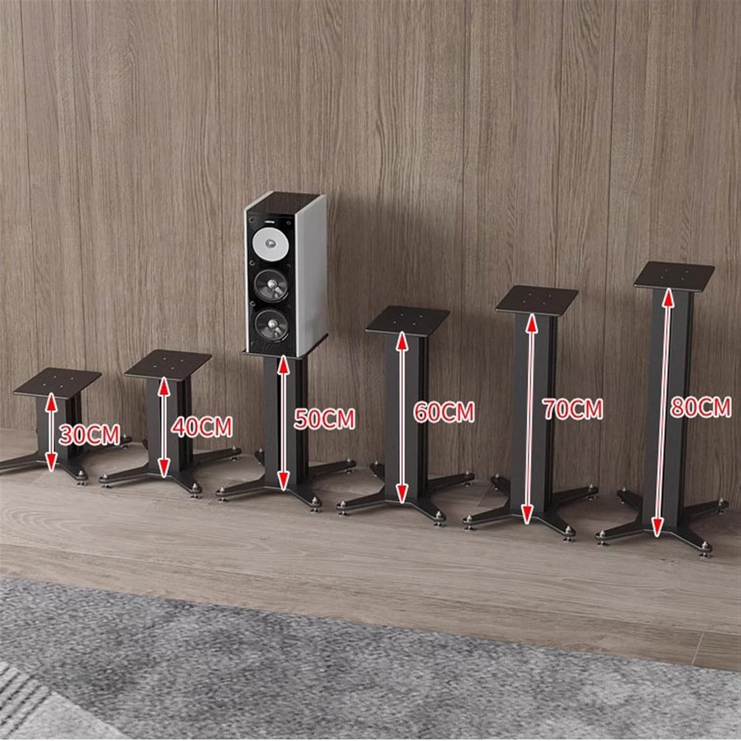 GLigeT Monitor Speaker Stands Universal Speaker StandProfessional Speaker StandMetal All Iron RackShock Absorbing Surround Floor AmplifierSound Stand Studio Monitor Stand(L 80CM)