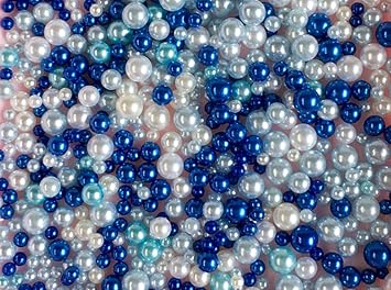 Assorted Mini Sizes Fake Pearl Craft Beads No Holes Faux Pearl Plastic Beads Around 8001000 Pieces for Crafts Vase Fillers Scrapbooking Hair Accessories Clothes DecorationsRoyal Blue