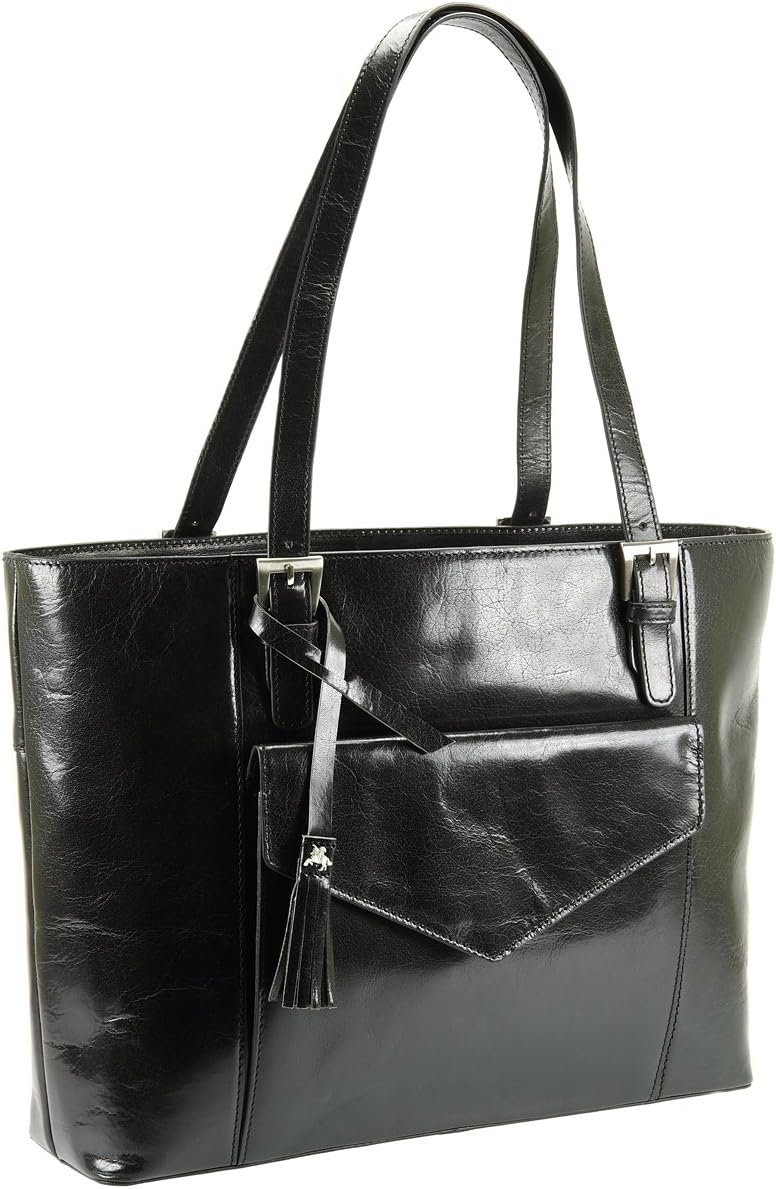Visconti Ladies Leather Handbag Business Shoulder Tote Grab Bag - ITL79 (Black)