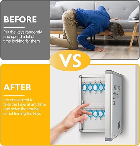 Miniatura 4 de Glosen Caja de bloqueo de llaves para montaje en pared, gabinete de llaves con cerradura de llave, organizador de caja de almacenamiento de