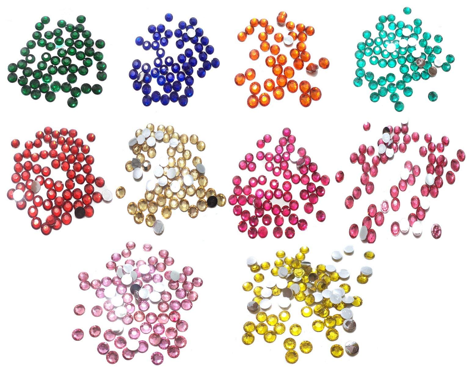 Delush Design Round Stones Assorted for Jewellery Making & Decorating 6 mm, Pack of 1000 Pcs