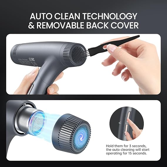 Professional-Lonic Hair Dryer 1500W Dual Ionic Blow Dryer, Powerful Brushless and High Speed for Fast Drying, Foldable Magnetic Nozzle and 12 Hair Drying Modes Super Quiet for Home Travel or Salon