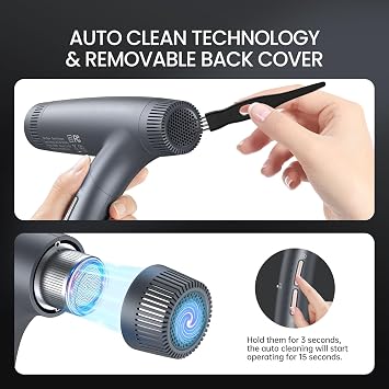 Professional-Lonic Hair Dryer 1500W Dual Ionic Blow Dryer, Powerful Brushless and High Speed for Fast Drying, Foldable Magnetic Nozzle and 12 Hair Drying Modes Super Quiet for Home Travel or Salon