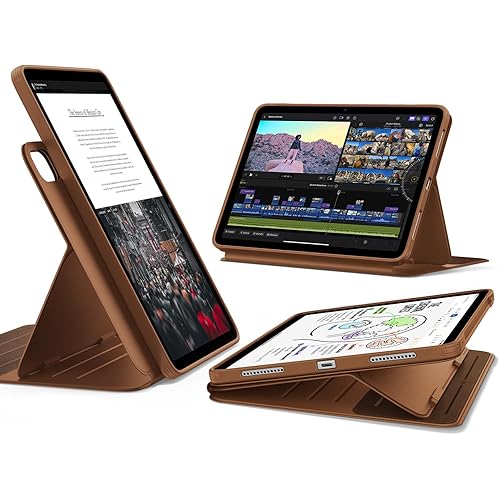 ESR for iPad Air 11 Inch Case M4/M3/M2 (2026/2025/2024), iPad Air 5th/4th Gen Case (2022/2020) 10.9 Inch, Removable Magnetic Cover, Adjustable Portrait/Landscape Stand, 9 Standing Angles, Brown