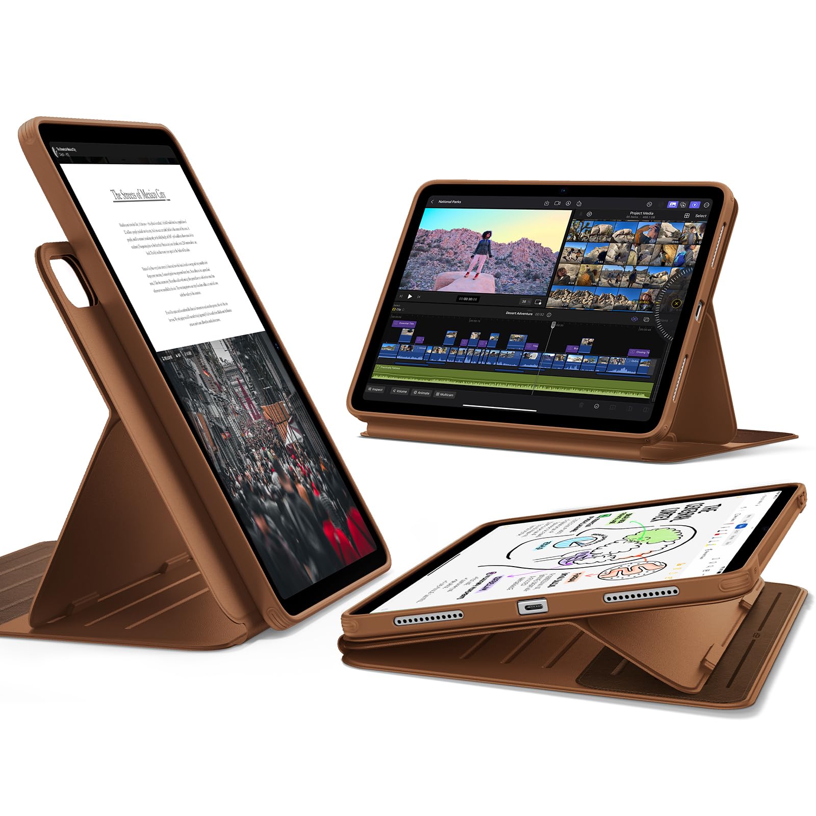 ESR Coque pour iPad Air 11(2026/​2025/​2024), iPad Air 5/​4(2022/​2020), Coque Magnétique Amovible, Support Portrait/​Paysage Réglable, Vue D'écran surélevée,​9 Angles de Positionnement, Série Shift, Noir