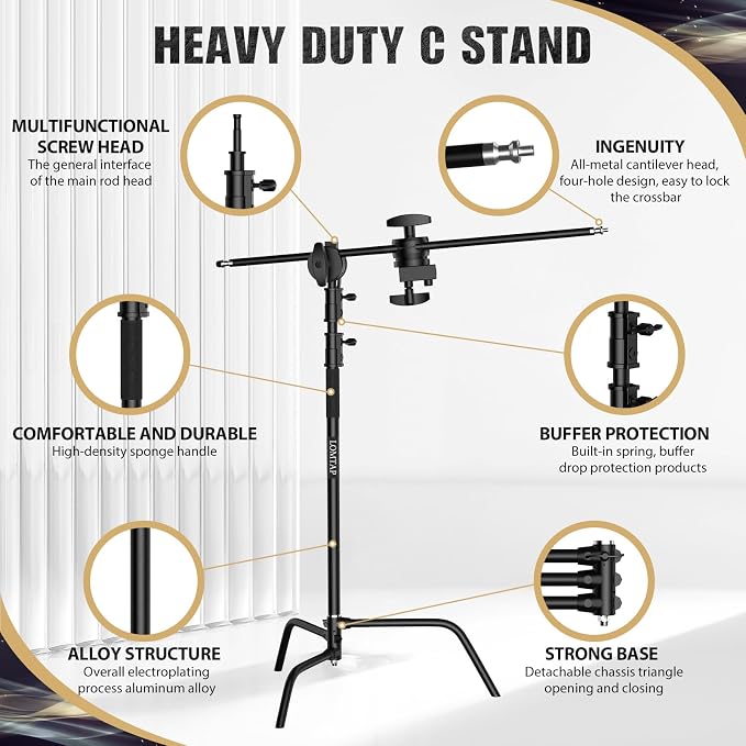 C Stand Light Stand Stainless Metal Photography Kit - Heavy Duty 10.8ft/330cm miniatura 2