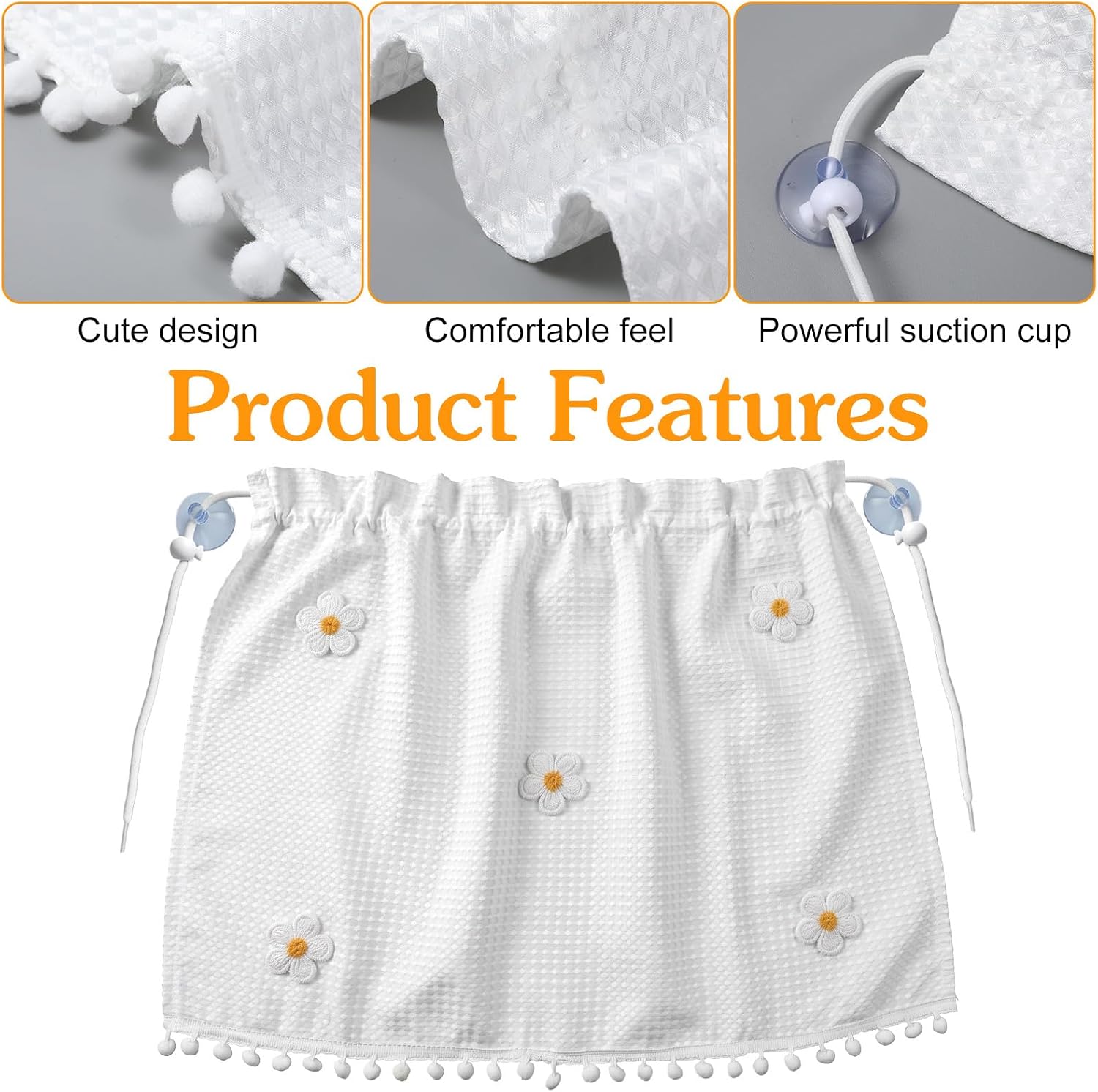 Baby Window Shades for Car with Suction Cup, Privacy Curtain Blackout UV Protection Car Side Windshield Sun Shade for Back Seat, Cute Auto Camping Windows Screen Shades (Five Small Flowers)