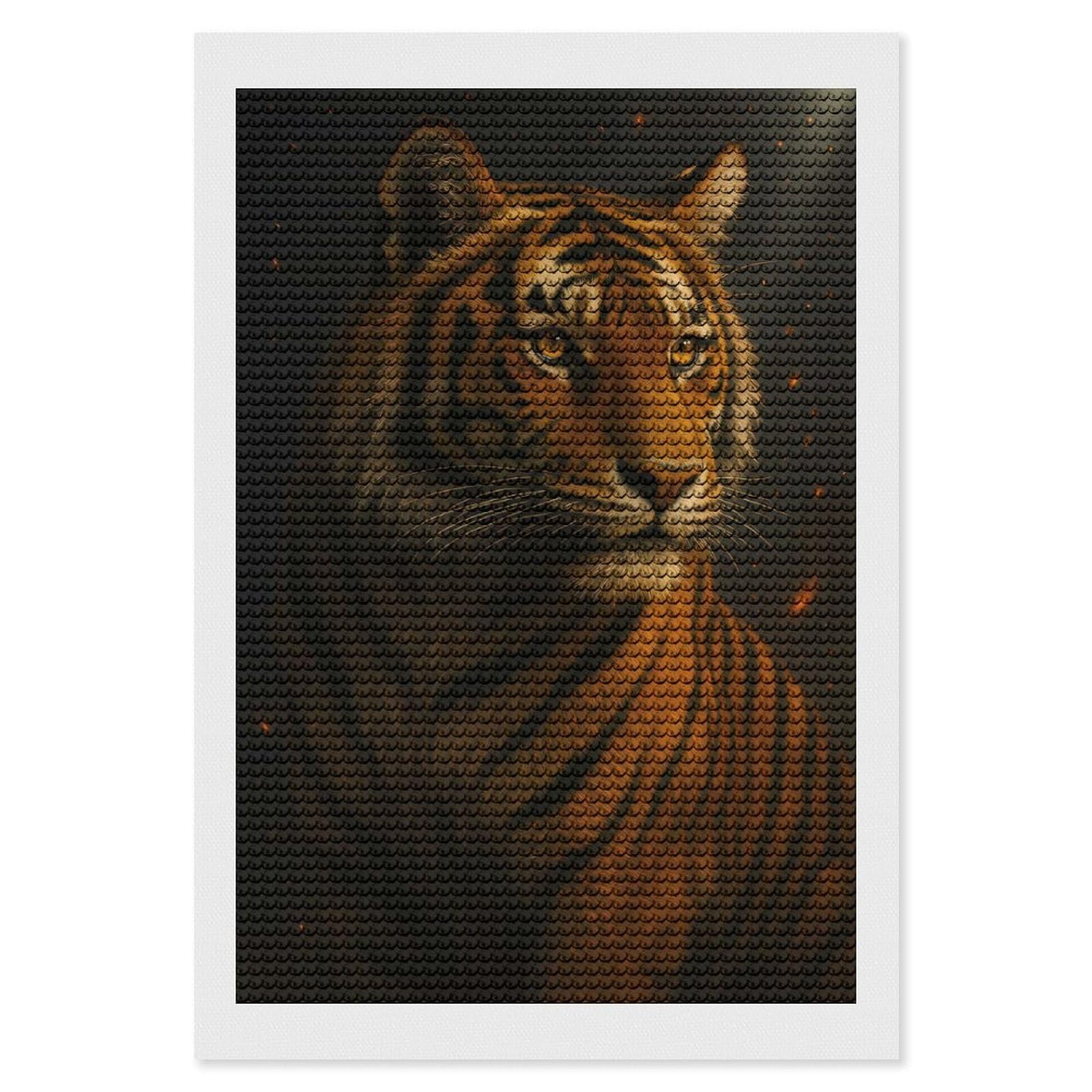 Junmoney Majestic Tiger Portrait Full Drill Diamond Painting Kit 8"x12", for Teens, Calming Craft to Unwind, Home Wall Decor, Christmas Gift