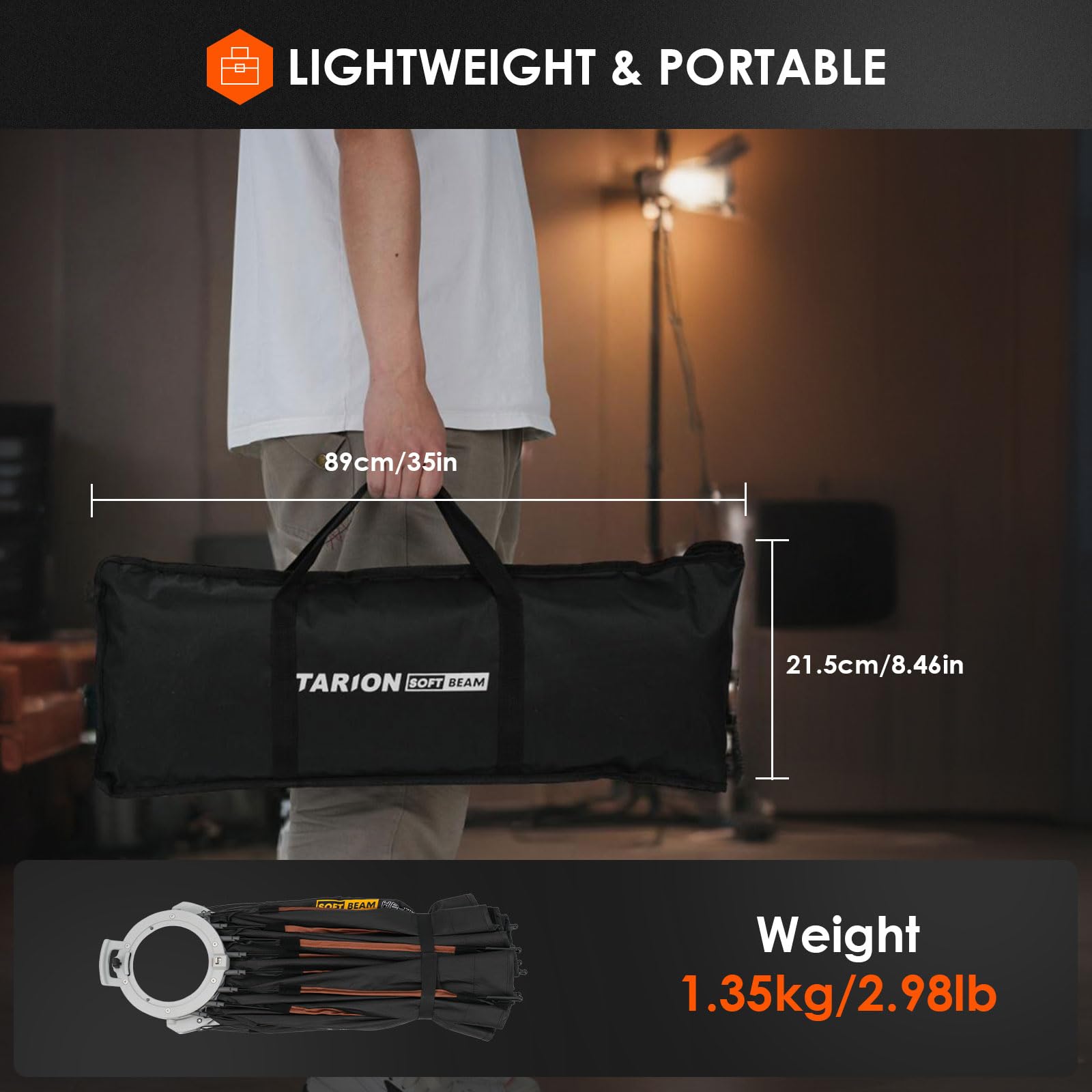 TARION Paraboliczny uchwyt Softbox Bowens: 90 cm Parabolic Softbox Quick Release z dyfuzorem/kratką/torba do studia fotograficznego wideo COB światło Live Streamen (90 cm)