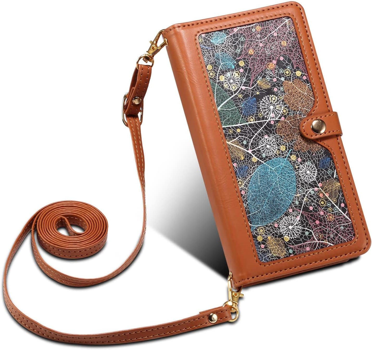 Wallet Case for iPhone 16/16 Plus/16 Pro/16 Pro Max, Adjustable Shoulder Strap Leather Case Flip Card Slots Folio Cover, 16 pro,Blue