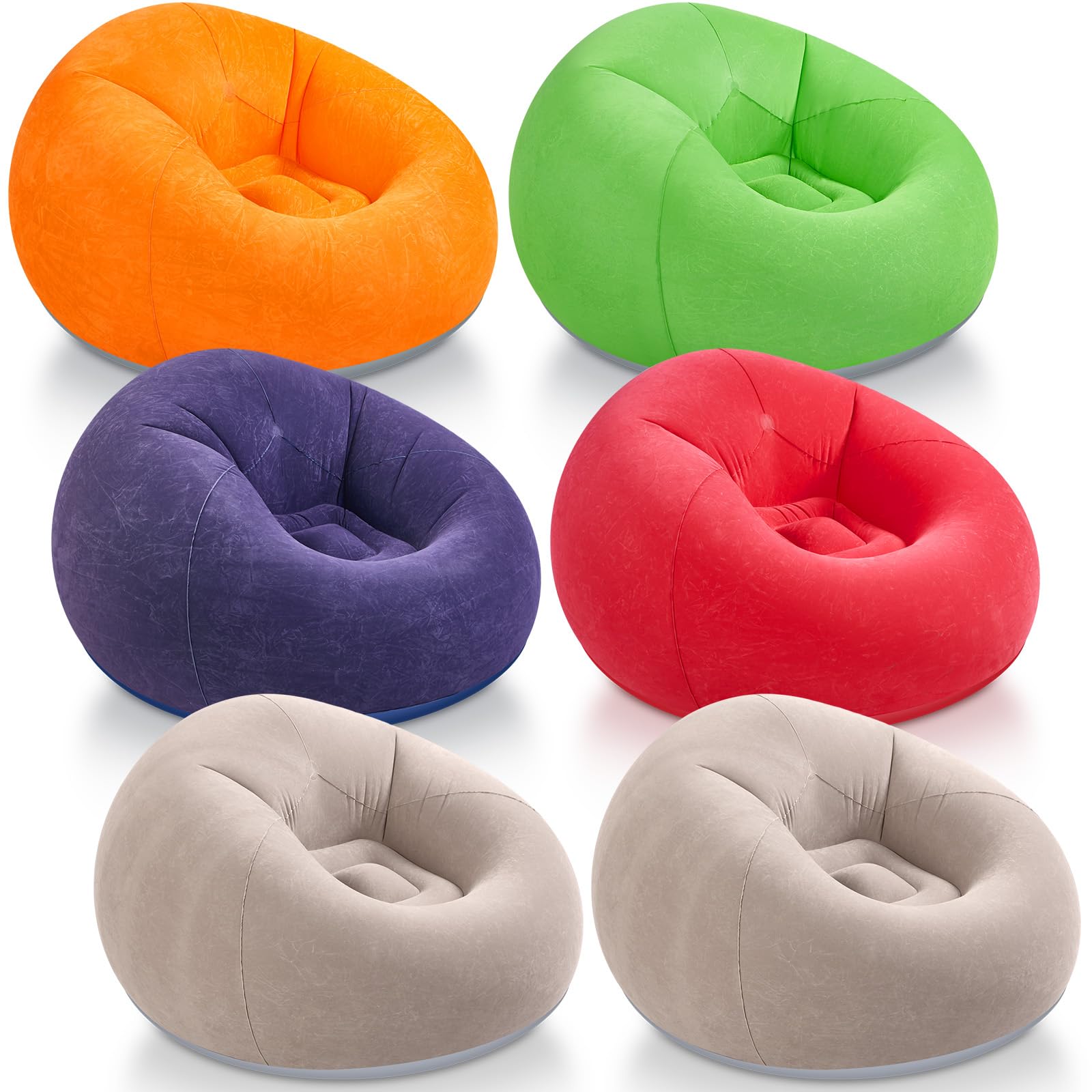 Realspring Inflatable Bean Bag Chairs,Multicolor,6 Pcs