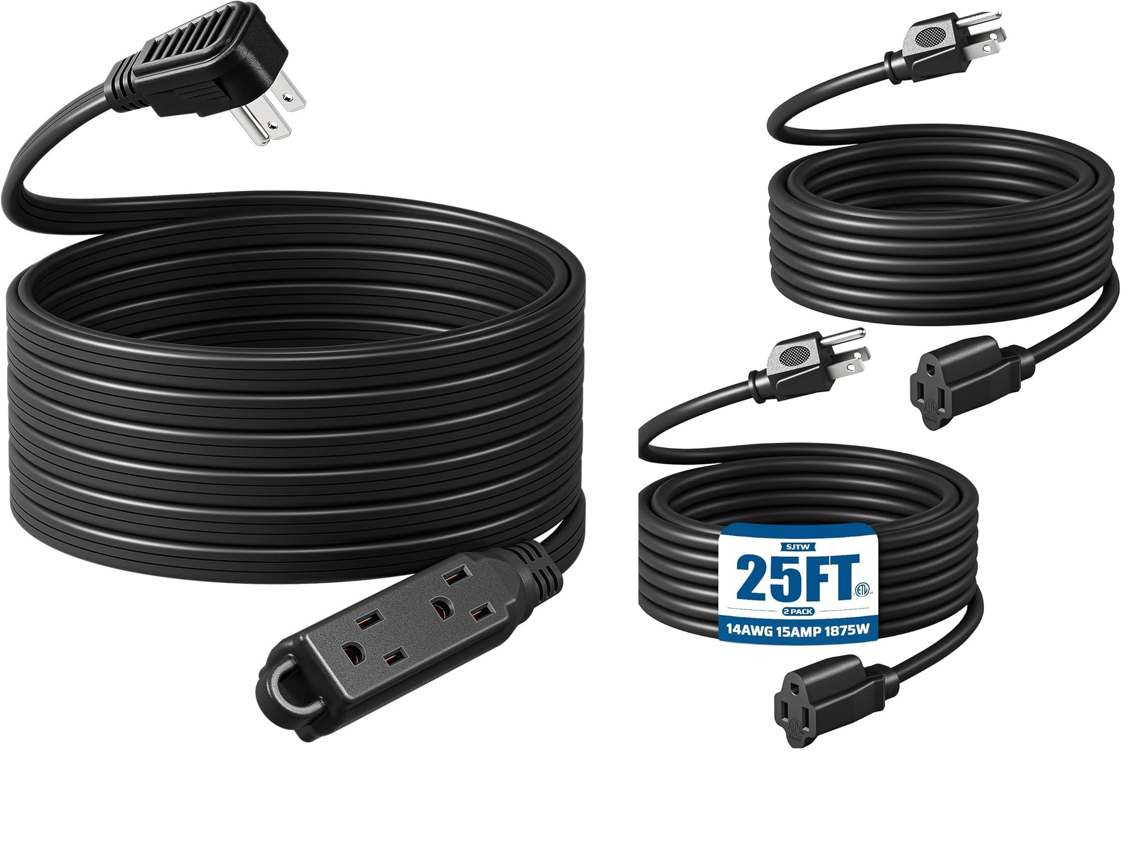 DEWENWILS Flat Plug Extension Cord and Outdoor Extension Cord 25FT
