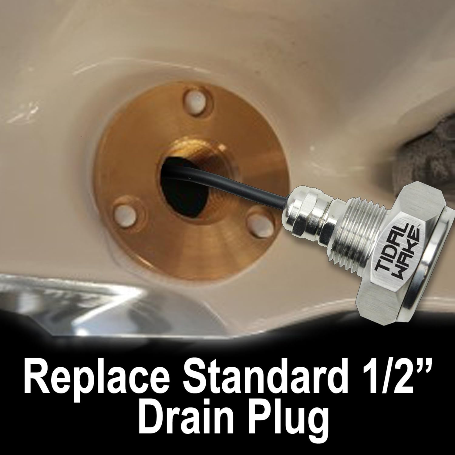 Tidal Wake Plug N' Play Underwater LED Boat Drain Plug Light, No Wiring Required No Holes to Drill, Add Ultra-Bright Underwater Lighting to Your Boat in 5 Minutes! 3 Years Warrant