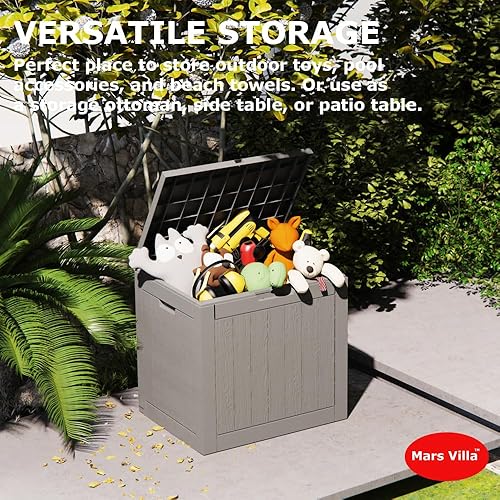 Miniatura 6 de Caja de cubierta, caja de almacenamiento de resina de 31 galones para interiores y exteriores, impermeable, para cojines de muebles de patio,